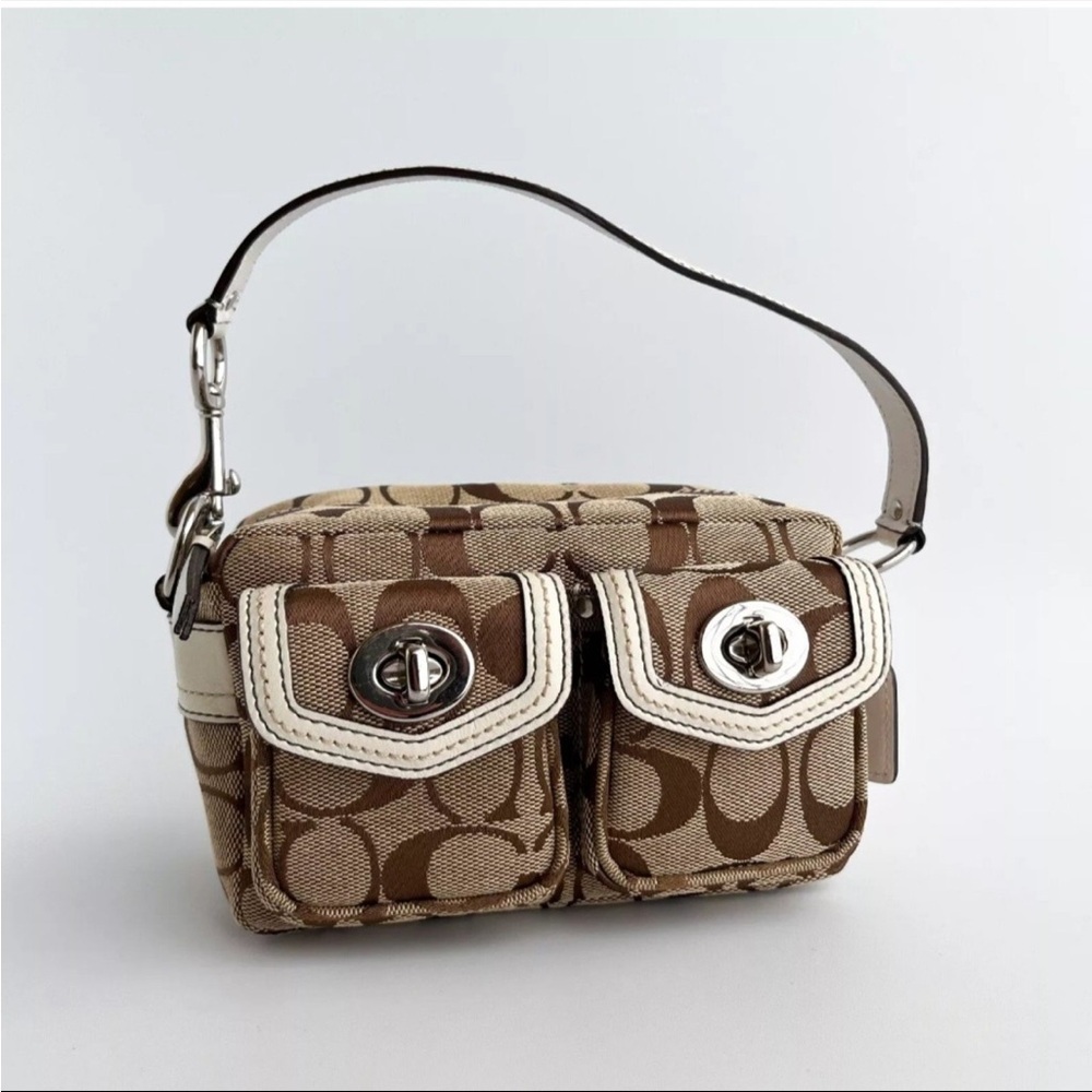 Coach Brown and Cream Signature Bag